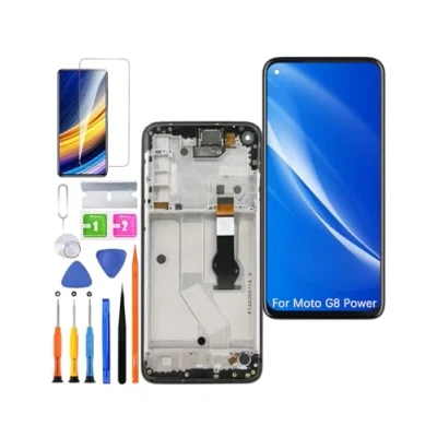 Immagine di HLYGZX Display originale di ricambio per Motorola Moto G8 Power LCD, XT2041 Touch Digitizer Assembly Kit parti riparazione (nero con cornice)