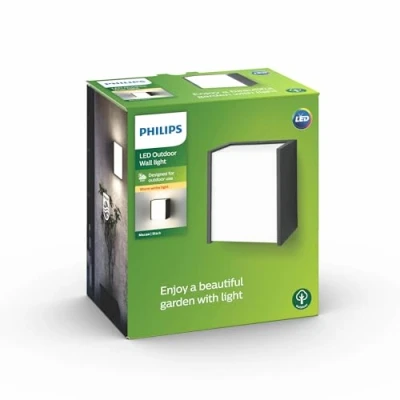 Immagine di Philips LED Macaw Lampada da Parete per Esterni, Resistente all&#039;Acqua, Nero