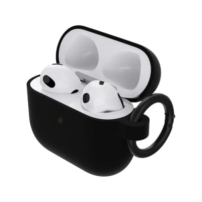 Immagine di Otterbox Custodia Soft Touch per AirPods 3ª gen 2021, soffice al tatto, antishock, graffi e cadute, sottile con moschettone, Nero
