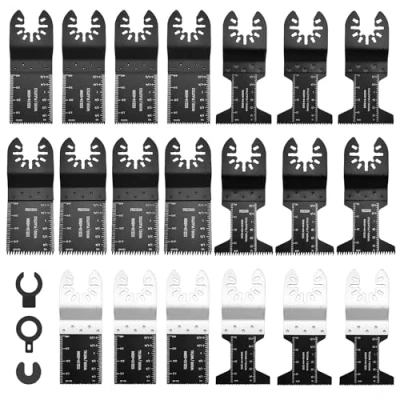 Immagine di Set di 23 Lame Oscillanti per Sega Multiuso Utensile Multifunzione Oscillante 6 Tipi Robuste Accessori Utensili Metallo Legno Plastica