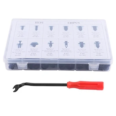 Immagine di 240 pezzi fermi auto clip push pin rivetto trim viti kit, elementi di fissaggio paraurti set pannello Prodotti in plastica stampata