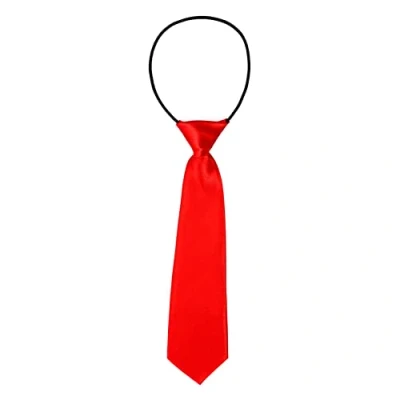 Immagine di DonDon Cravatta da bambino ragazzo effetto seta lucida 7,0 cm di larghezza con elastico rossa