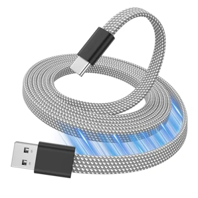 Immagine di Magtame cavo USB a C, di ricarica magnetico piatto da 1,5 m, C arrotolato, rapida retrattile tipo flessibile compatibile i Phone 15 pro Max