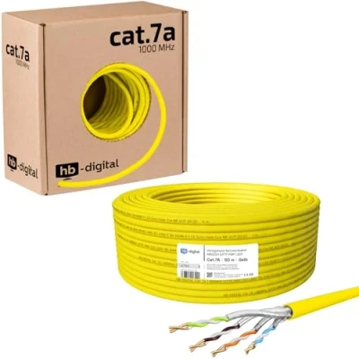 Immagine di HB DIGITAL, cavo di rete, cat.7A, LAN, installazione AWG 23/1, in rame, professionale S/FTP, PIMF, LSZH, senza alogeni, approvato RoHS, Ethernet, dati, 10 Gbit, 1000 MHz
