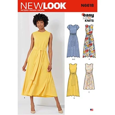 Immagine di New Look N6618 Cartamodello per abiti da donna, in due lunghezze, carta, bianco, vari colori