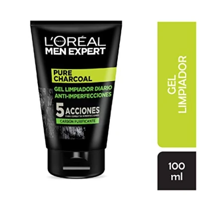 Immagine di L&#039;ORÉAL Paris Men Expert Gel Detergente Viso Detox Pure Charcoal, Formula Arricchita con Carbone Vegetale, 100 ml, Confezione da 2