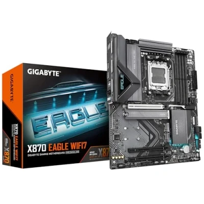 Immagine di GIGABYTE X870 EAGLE WIFI7 Scheda Madre Supporta CPU AMD Ryzen 9000, VRM a 14+2+2 fasi, fino 8000MHz DDR5 (OC), 1xPCIe 5.0, Wi Fi 7, LAN 2.5GbE, USB 4