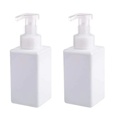 Immagine di UUJOLY Dispenser di sapone schiumogeno, flacone ricaricabile da 450 ml per liquido, shampoo, bagnoschiuma (2 pezzi) (bianco)