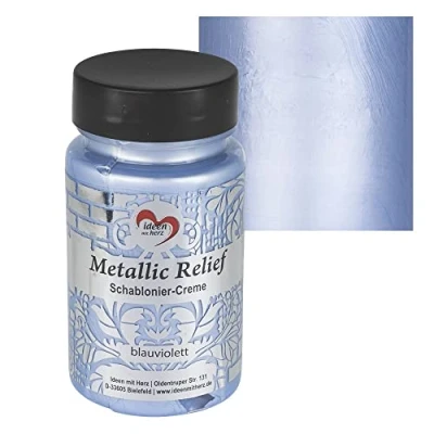 Immagine di Ideen mit Herz Crema per stencil in rilievo, pasta strutturale fine, stencil, 90 ml, a base d&#039;acqua (blu viola)