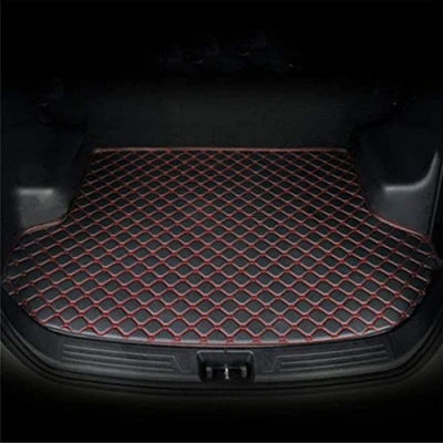 Immagine di YHQKJ Tappetini per Bagagliaio Auto MG ZS 2017 2023, Pelle Artificiale Baule Tappetino Impermeabile Antiscivolo Protezione Tappeto Accessori,B/Black Red