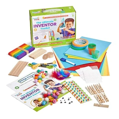 Immagine di Learning Resources La Cassetta degli Attrezzi dell’Inventore, Dai 5 anni in avanti, 10 sfide di costruzione e 280 materiali da per bambini, Giochi costruzione, Kit modellini