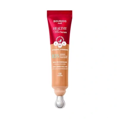 Immagine di Bourjois Healthy Mix 2 in 1 Serum Concealer, Leviga rughe e segni d’espressione, Rinfresca contorno occhi, Caffeina, Vitamina C, B5, Vegano, Applicatore Rinfrescante, Caramel, 11ml (0.37oz)