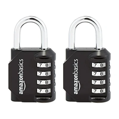 Immagine di Amazon Basics 2 unità Lucchetto, Combinazione, nero, AB PL111