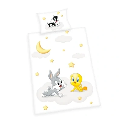 Immagine di Herding Looney Tunes Biancheria da Letto Made in Green, Cotone Poliestere, Multicolore, Federa 40x60 cm, Copripiumino 100 x 135 cm
