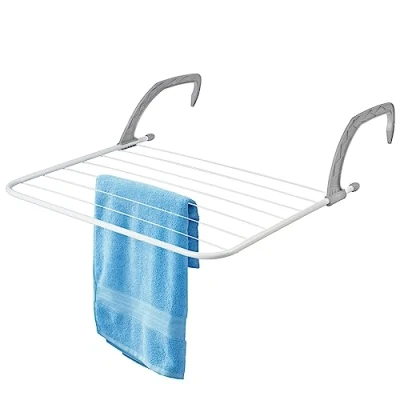 Immagine di KADAX stendibiancheria da balcone, per termosifoni, parete in acciaio, asciugabiancheria 69 x 49 cm, stendino compatto, asciugabiancheria, lunghezza 5 m
