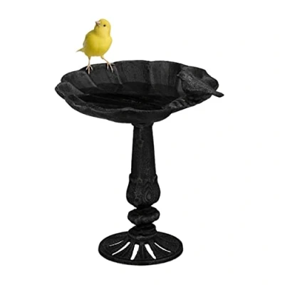 Immagine di Relaxdays Abbeveratoio per Uccellini da Terra, Vaschetta in Ghisa Giardino, Resistente alle Intemperie, Nero, 24 x 21 18 cm