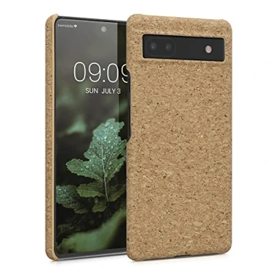 Immagine di kwmobile Custodia Rivestimento Sughero Compatibile con Google Pixel 6a Cover Copertura Case Smartphone marrone chiaro