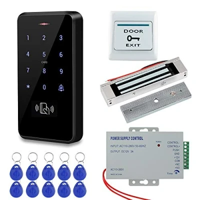 Immagine di HFeng Kit Set System Controllo Accessi Impermeabile Porte Esterne IP68 Tastiera RFID + Serratura Magnetica Elettrica 180KG / 350lbs Alimentatore yu 10pcs Telecomandi Keychains