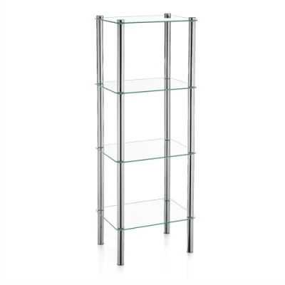 Immagine di Kela 18051 Scaffale, 4 Ripiani, Metallo/Vetro di Sicurezza, 40x 30x 106 cm, Lars, Cromato, Metal, Transparent, One Size