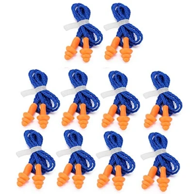 Immagine di Tappi per le orecchie in silicone, 10 paia, impermeabili, con cavo, a spirale, corda gomma, cancellazione del rumore, dormire e proteggere l&#039;udito