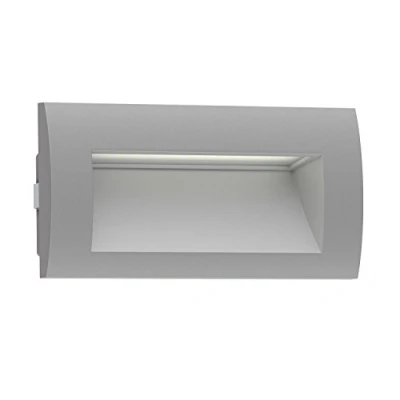 Immagine di ledscom.de Lampada da incasso a parete LED ZIBAL, downlight per esterni, IP65, grigio opaco, 140 x 70 mm, 3,3 W, 209lm, bianco caldo, incasso, esterna, di casa, terrazza, giardino,