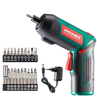 Immagine di HYCHIKA Avvitatore Elettrico 6N.m, Cacciavite (Par max 6 N.m, 3.6 V, 2.0 Ah) Luce a LED come Chiave Cricchetto, Cavo di Ricarica USB, 20 PCS Accessori, per DIY, Assemblaggio Mobili