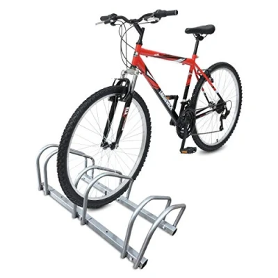 Immagine di VOUNOT Rastrelliera per Biciclette, Portabici, Installazione a pavimento e parete, 3 Posti, Argento