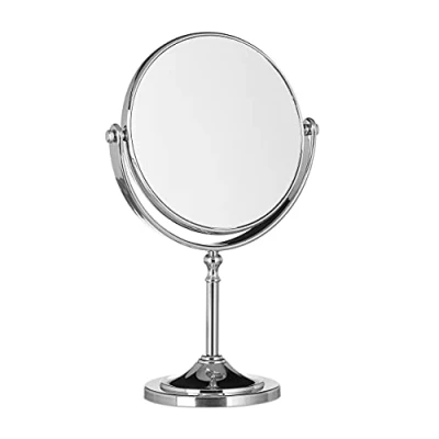 Immagine di Relaxdays Specchio da Trucco Ingranditore, Make Up Mirror, Specchiera Tavolo, Tondo, Doppio HLP: 28x18x10 cm, Argento