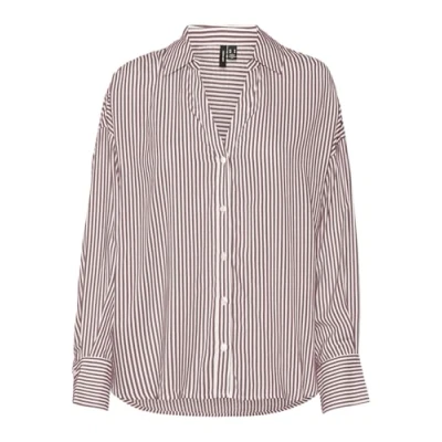 Immagine di VERO MODA Vmbumpy Wvn Ga Maglietta Oversize L/S Camicia a Maniche Lunghe, Nostalgia Rose/Strisce: Bianco Neve, L Donna