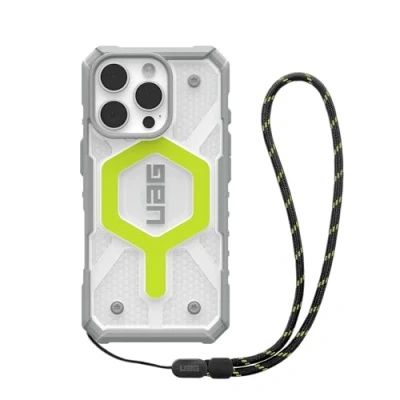 Immagine di Urban Armor Gear Pathfinder MagSafe Case Bundle Backcover per cellulare Apple iPhone 16 Pro Neon, Trasparente, Nero Compatibile con
