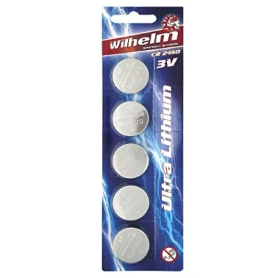 Immagine di WILHELM CR2450 5 batterie a bottone al litio 3 V, 600 mAh, ø24,5 x 5,0 mm, DL 2450