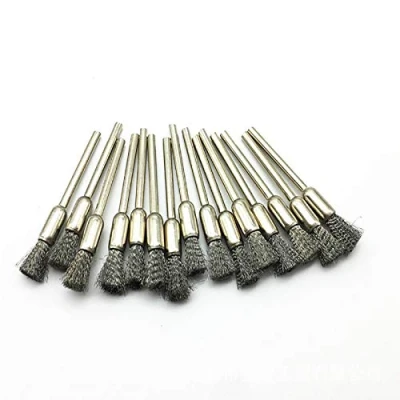 Immagine di Set di 15 spazzole in filo acciaio per lucidatura abrasiva, utensili rotanti, kit accessori Dremel, 3 tipi, argento