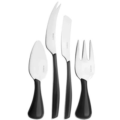 Immagine di BUGATTI Glamour Nu Set Coltelli da Formaggio, Acciaio Inossidabile, Nero, 16x26x3 cm