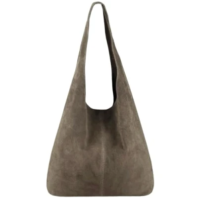 Immagine di Modarno borsa a tracolla da donna in pelle scamosciata pochette, tracolla, shopper, donna, vera (Sabbia)
