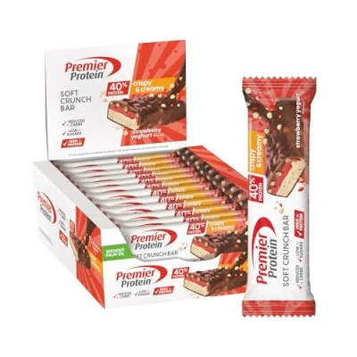 Immagine di Premier Protein Soft Crunch Bar 40% Strawberry Yogurt 12x40g Alto contenuto di proteine e Basso zuccheri + carboidrati Senza olio palma