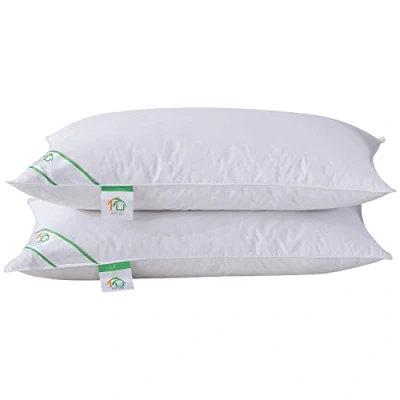 Immagine di Sufuee Coppia di cuscini in piuma d&#039;oca e piumette, consistenza morbida media, con federa 100% cotone, bianco, Standard(48x74cm)