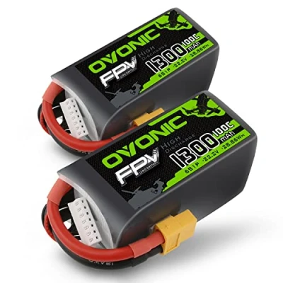 Immagine di OVONIC Batteria Lipo 6s 1300mAh FPV 100C 22,2V con connettore XT60 per Racing RC Quadcopter Elicottero Aereo Multi Motore Hobby fai da te (2 confezioni)