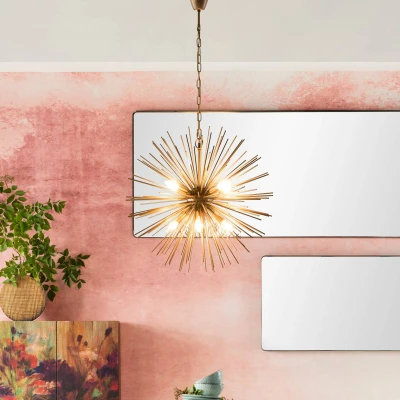 Immagine di Kare Beam Lampada a sospensione in ottone, 8 luci, oro