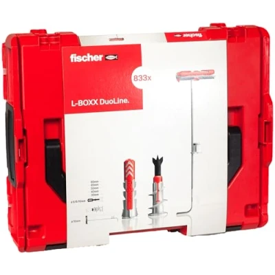 Immagine di Fischer Duoline L Boxx 560491, Valigetta Attrezzi, Assortimento Tasselli DuoPower, DuoTec, DuoBlade, per Cartongesso, Mattoni, Ø 6 8 10mm, Cassetta Resistente agli Urti e Impilabile, 833 pz