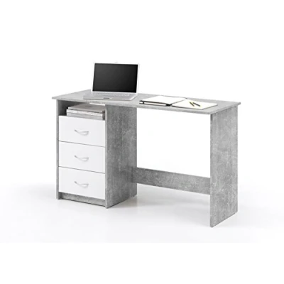 Immagine di AVANTI TRENDSTORE Adria Scrivania con 3 cassetti bianchi ed 1 vano aperto, in legno laminato, disponibile 2 diversi colori (Grigio)