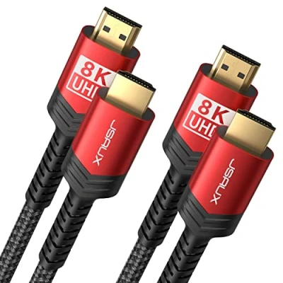 Immagine di JSAUX Cavo HDMI 8K 3 metri 2 Pezzi 2.1 48Gbps ad alta velocità HDMI, 4K@120 Hz 144 Hz, 8K@60 HDCP 2.2 2.3, HDR 10, eARC Compatibile con UHD TV PS5 PS4 Dolby Rosso