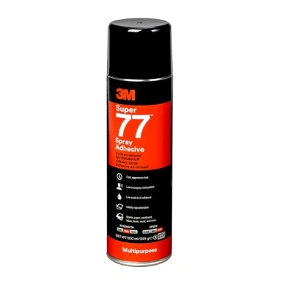 Immagine di 3M Adesivo Spray Super 77 Colla Universale Trasparente ad Asciugatura Rapida, Permanente, 500 ml, 1 Pezzo
