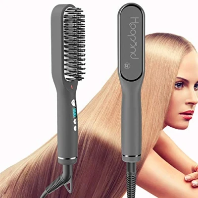 Immagine di Spazzola per lisciare i capelli Pettine lisciante multifunzionale, dritto e riccio 2 in1, PTC ceramico a riscaldamento rapido 30s, spegnimento automatico 5 livelli, antiscottatura Spina EU