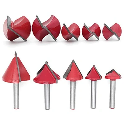 Immagine di DingGreat 5Pcs 6mm Shank fresa per scanalatura a V, 60 90 120 V Router Bit della scanalatura, punta fresatrice del legno, CNC