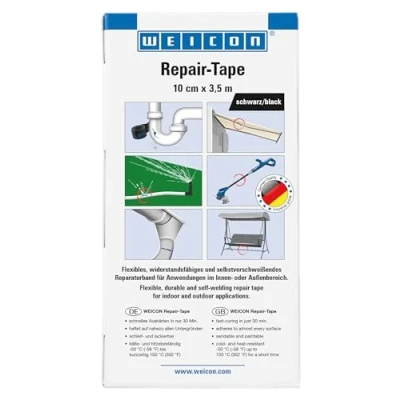 Immagine di WEICON Repair Tape Nastro di riparazione per riparazioni emergenza tubi interni ed esterni, 3,5 m x 10 cm, colore: Nero