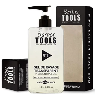 Immagine di Gel da barba trasparente 150ml Per una rasatura precisa dei contorni della (visibilità, scorrevolezza e massima protezione) Prodotto in Francia ✮ BARBER TOOLS (150 ml)