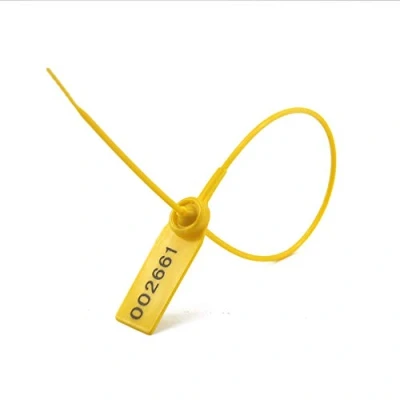 Immagine di WUBAO (R) 500 etichette di sicurezza gialle numerate fascette sicure anti manomissione lunghezza regolabile in plastica per cisterna postbags