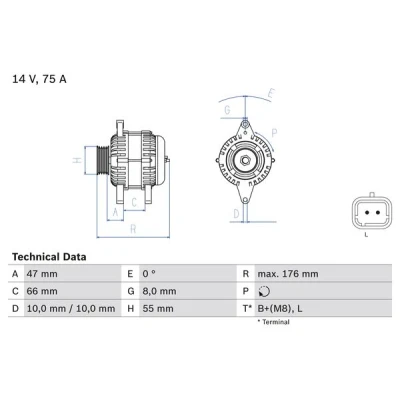 Immagine di BOSCH 0 986 042 191 Alternatore 14V 75A RENAULT: CLIO 2, Kangoo I, Scénic 1