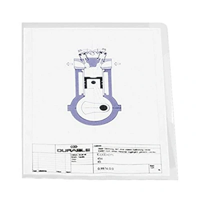 Immagine di Durable 233719 Busta Standard Apertura ad L Standard, Finitura Buccia d&#039;arancia, f.to A4 Verticale, Trasparente, Confezione 100 Pezzi
