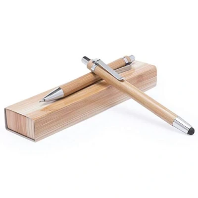 Immagine di Set scrittura Penna a sfera piu matita portamine in legno e bambu